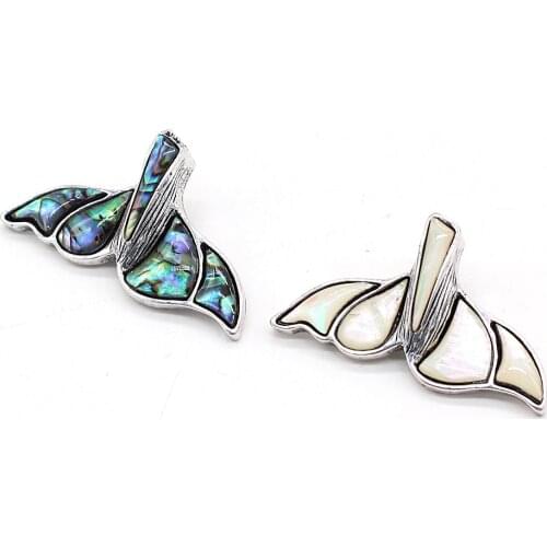 1pcs Natural White Abalone Shell Brooches Pins for DIY Earring Necklace Accessory Jewelry Making Women Girls Gift Size 45x25mm