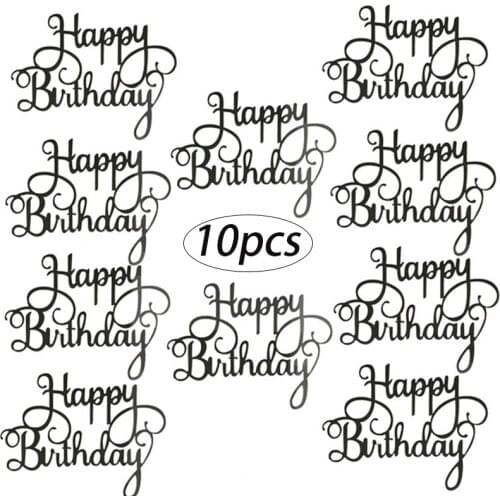 10Pcs Glitter Cardstock Happy Birthday Cake Toppers Baby Shower Kids Birthday Party Favors Decorations Cake Decoration Supplies