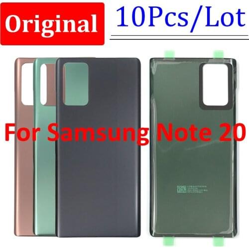 10Pcs/Lot，Original For Samsung Galaxy Note 20 Battery Back Cover Glass Rear Door Replacement Housing With Adhesive With Logo