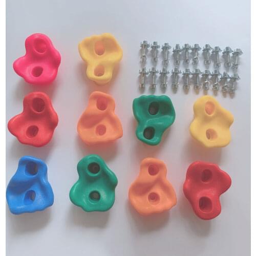 10Pcs Plastic Children Kids Rock Climbing Wood Wall Stones Hand Feet Holds Grip Kits Indoor Outdoor Climbing Toys Child Games