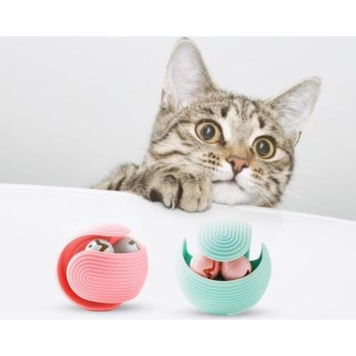 2pcs Pet Cat Ball Toy Teeth Chewing Toy Bell Ball Kitten Play Balls With Jingle Bell Toy Interactive Self-hey Cat Playing Toy