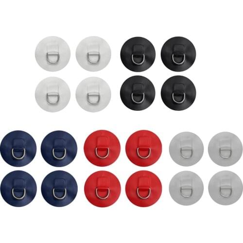 4 Pieces Stainless Steel D-ring Pad Patch for PVC Inflatable Boat Dinghy Yacht Kayak SUP - White/ Black/ Red/ Gray/ Dark Blue