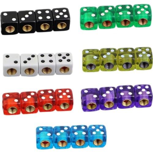 4pcs Dice Shape Car Wheel Tire Air Valve Stem Cover Dust Cap Bicycle Valve