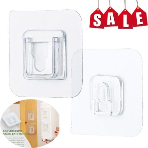 5pairs Double-sided Adhesive Wall Hook Wall Hooks Hanger Strong Transparent Suction Cup Sucker Wall Storage Holder For Kitchen