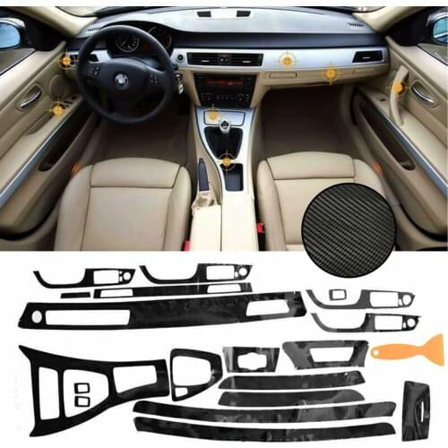 5D Interior Glossy Carbon Fiber Wrap Trim Decal For BMW 3 Series E90 2005-2012