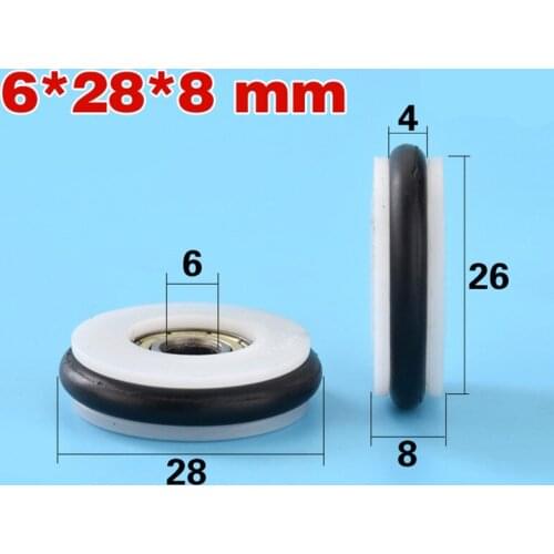 6*28*8mm Buna-N rubber O rubber ring rubber rubber roller, mute elasticity, 696 bearing pulley for blackboard / fishing / tackle