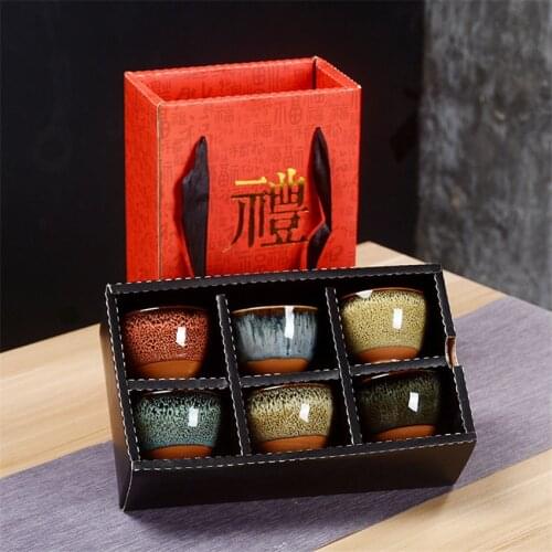 6pcs Ceramic Drinkware Teaware Chinese KungFu Tea Set Teacup Sake Cups 50ml Master Cup Small Tea Bowls Decor Gift