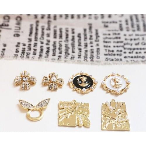 6pcs Korean Fashion Retro beauty avatar Ladies Earrings irregular square personality pendant diy jewelry accessories materials