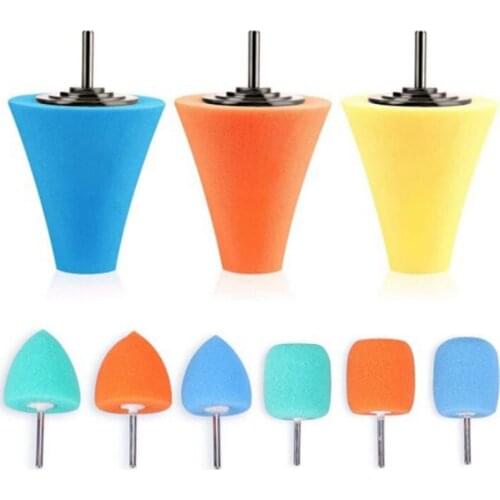 9PCS 1/4inch Shank Sponge Buffing &Polishing Cone for Automotive Car Wheel Hub Care,Metal Polish Buffing Polishing Ball