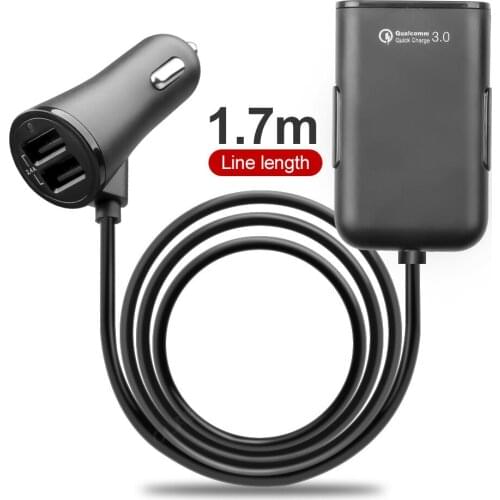 Quick Charge QC 3.0 Car Charger For Phone 4 Ports USB Fast Charging 1.7M Extension Cable For Xiaomi iPhone Mobile Phone Charger