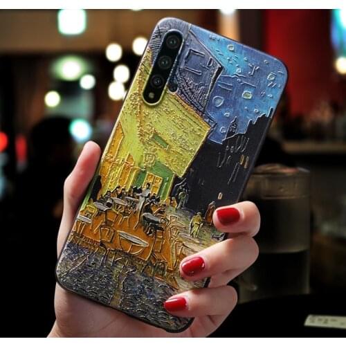P20 P30 P40 Pro Lite Phone Cases Mate 40Pro Honor 20 10 Lite Case P Smart 2019 Nova 5t Back Cover 3D Cafe Terrace at Night Capa