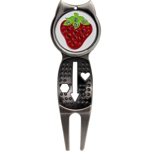 Zinc Alloy 3-in-1 Golf Divot Repair Prong Magnetic Liner Golf Accessories