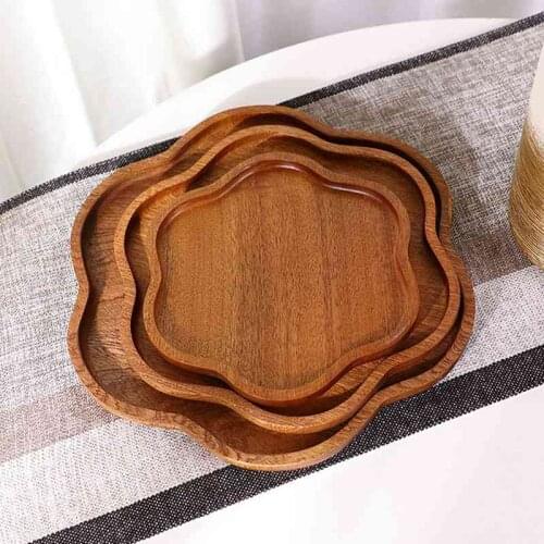 Petal-shaped Wooden Tray Food Snack Dessert Tea Dish Plate Table Breakfast Food Display Serving Tray Kitchen Storage Products