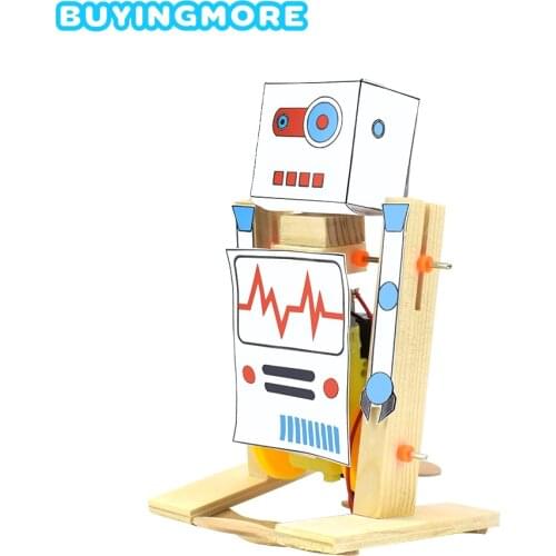 DIY Wooden Electric Science Walking Robot Toy Model Kit Assembly Toys for Boys Creative Physics Experiment Educational Toys Gift