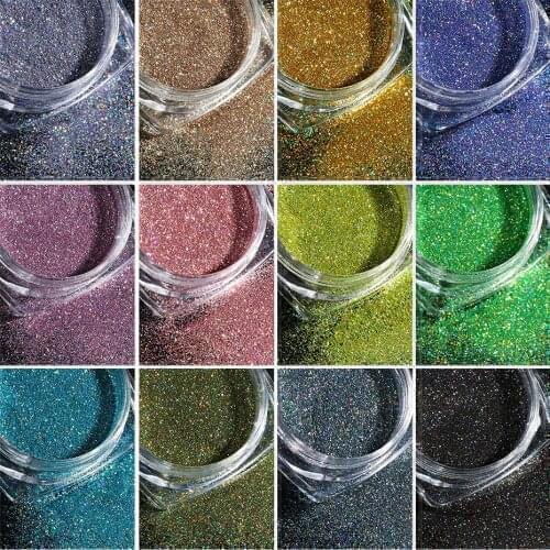 Holographic Powder on Nails Laser Silver Glitter Chrome Nail Powder DIP Shimmer Gel Polish Flakes for Manicure Pigment