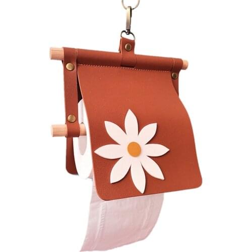 PU Leather Tissue Box, Wall Mounted Tissue Storage Shelf Waterproof Tissue Box for Kitchen / Toilet