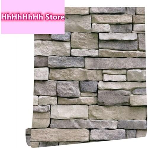 Stone Wallpaper Removable Contact Paper Self Adhesive Peel And Stick 3D Faux Textured Stone Wall Look Rustic Brick Papers