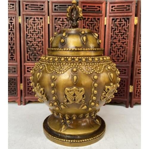 China brass archaize Eight Treasure Jar crafts statue