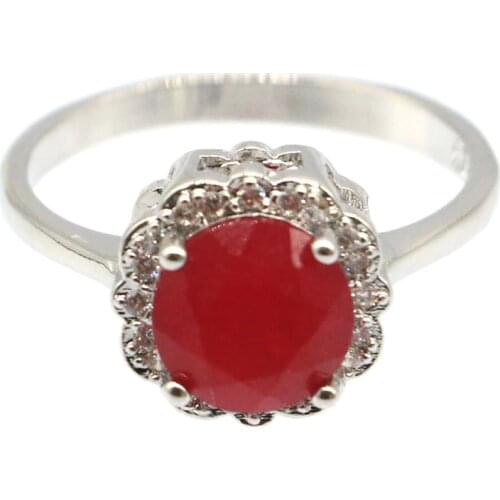 11x11mm Lovely Fine Cut Round Real Red Ruby For Girls Bright Zircon Daily Wear Silver Rings Wholesale Drop Shipping