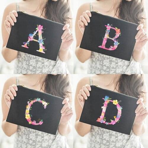 Letter Print Cosmetic Bags Bridesmaid Makeup Case Wedding Part Toiletry Organizer Honeymoon Travel Wash Storage Pouch Bride Gift