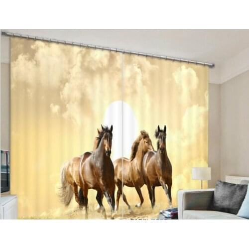 New Modern Blackout Window Curtain horse pattern 3D Curtains For Bedding room Living room Hotel Drapes Cortinas De Sala