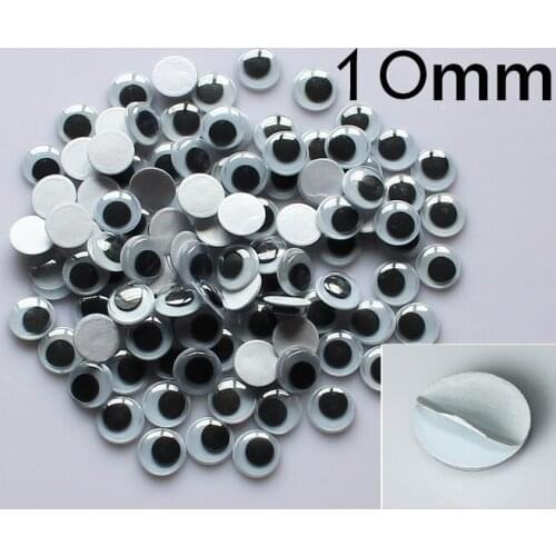 Wholesale 10mm Plastic eye with self-adhesive Wiggle Eyes for Doll Toy diy 5000pcs/lot,Free shipping