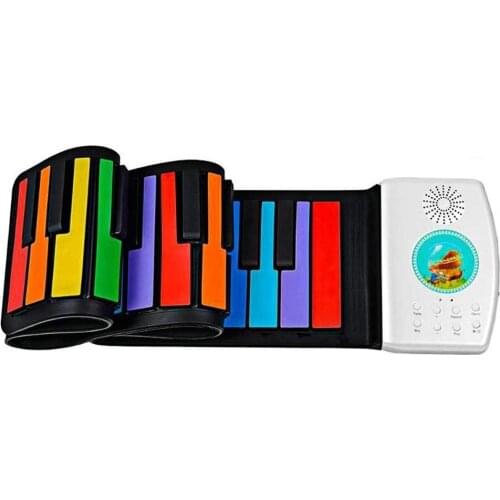 Support microphone waterproof soft silicon folding piano keyboard roll up 49 key piano for kids