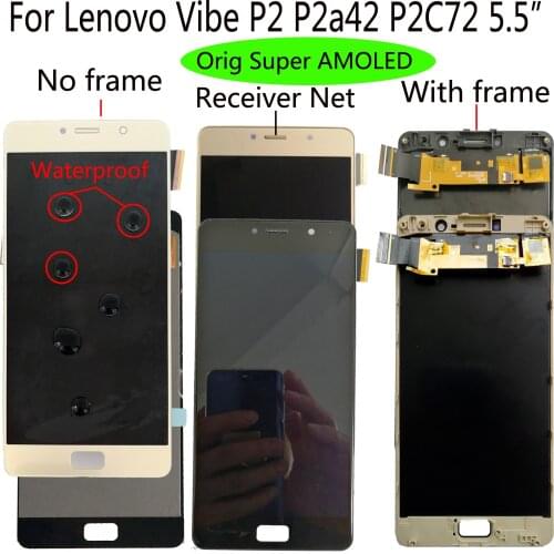 Shyueda 100% Original Super AMOLED 5.5" LCD For Lenovo Vibe P2 P2c72 P2a42 LCD Display Touch Screen Digitizer With frame tools