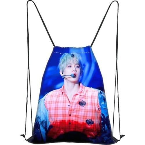 Custom EXO BaekHyun Drawstring Bag Satin Soft Bag Portable Custom Logo Printing Backpack More Size