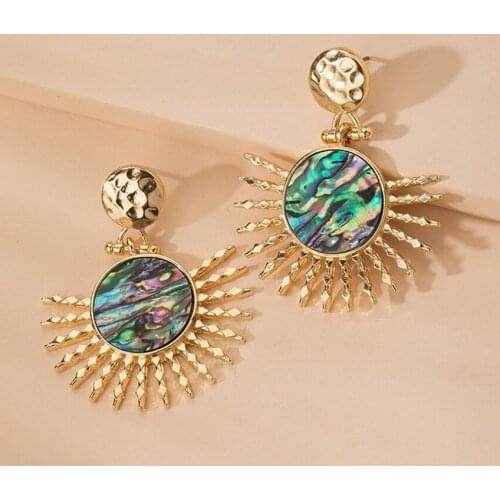 Light Yellow Gold Color Many Style Geometric Shape Abalone Shell Stud Earrings for Women Fashion Jewelry