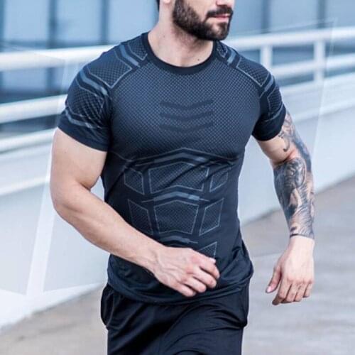 Vintage Mens T-Shirt Leisure Sportswear Fashion Running Quick Dry Short Sleeve Solid Color Round Neck Fitness Clothes Summer