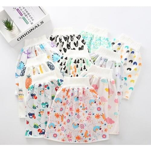 Waterproof Diaper Skirt Baby Training Pant Cotton High Waist Leak-proof Urine Pad Underwear Children Nappy Cloth Dinosaur Design