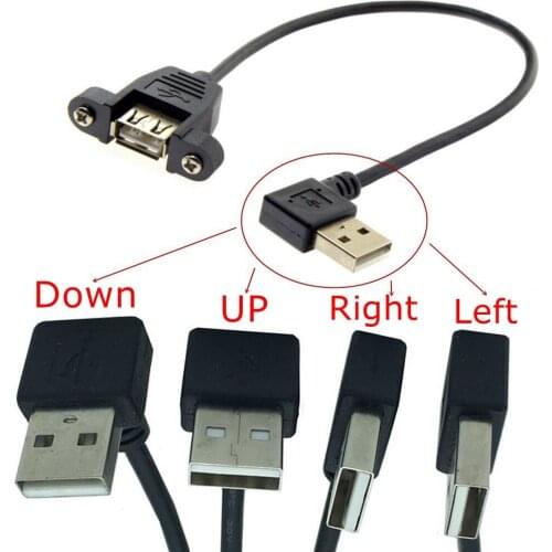 Up Down Left Right Angle USB 2.0 B Female Socket Panel Mount To USB B Male Printer Extension Cord with Ear Mount Extension Cable