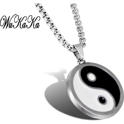 Wukaka Yinyang Stainless Steel Necklace Pendant Gossip Necklaces Pendants Chain mens necklaces Women Men Jewelry