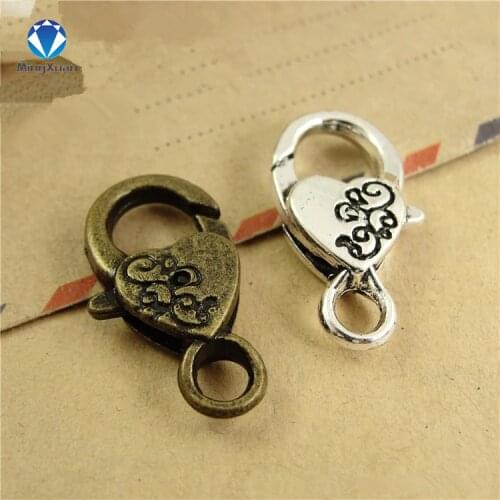 10pcs/lot Antique Silver Lobster Clasp Hooks For Necklace Bracelet Chain DIY Jewelry Accessory Findings 15*26*5.5MM