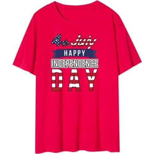 Women Summer Short-Sleeve Independence Day Ladies O-Neck Fashion Loose T-Shirt Peace Patriotic Flag Personalized Clothing Tops