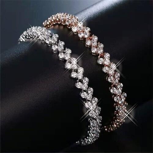 Womens Fashion Water Drop Bracelets Jewelry European And American Diamond-Studded Zircon Roman Bracelets Rhinestone Bracelets