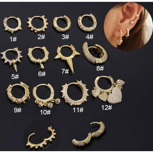 1Piece Punk Irregular Rivet Hoop Earrings for Women 2021 Trendy Jewelry Piercing Heart Pendant Earring for Teens