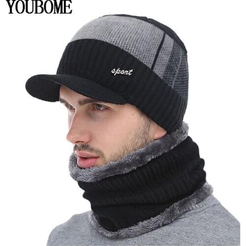 Winter Beanies For Men Knitted Hat Scarf Skullies Beanies Hat Men Fashion Warm Neck Thick Balaclava Mark Women Winter Hat Cap