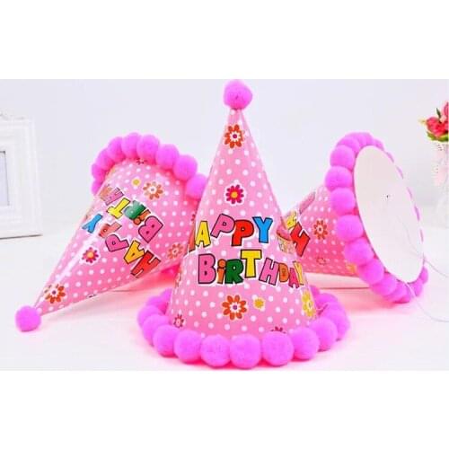 1PC Ball Cute Handmade Cap Crown Shower Baby Decoration Boy Girl Gifts Supplie Happy Birthday Party Hats Polka Dot DIY