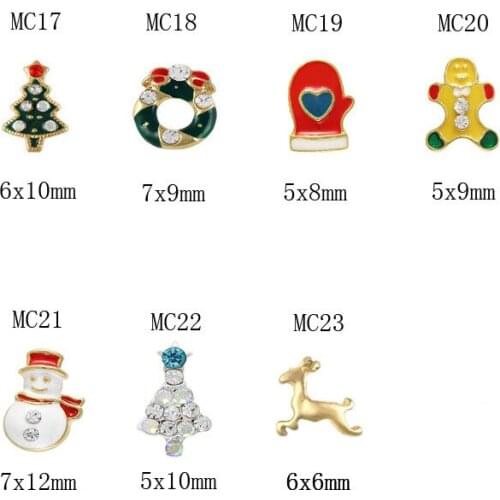 10pcs each shinning diamond alloy nail art happy Christmas design charms gloves/snowman/antelope/tree nail decoration
