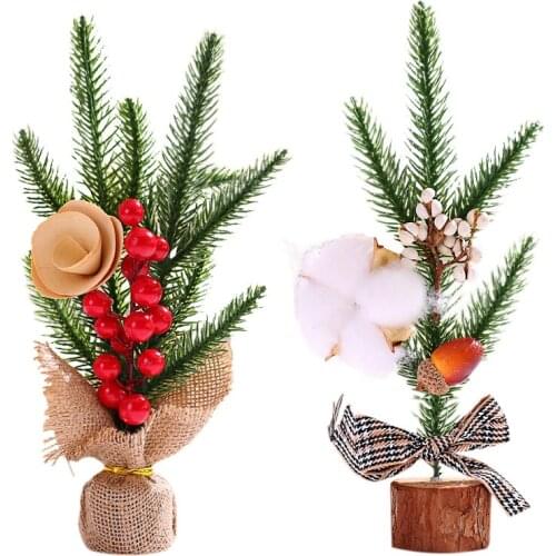 25cm Mini Christmas Tree Wooden Flower Crafts Mini Cedar Christmas Ornaments New Year 2021 Xmas Home Table Decoration Kids Gifts