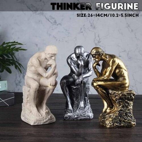 26cm Resin Sandstone Thinkers Statue Retro Creative People Ornaments Home Decorations Accessories Handmade Crafts Gifts