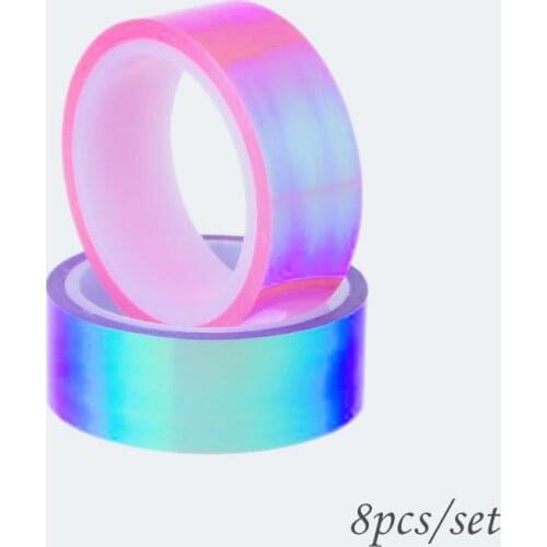 8pcs/set Rhythmic Gymnastics Decoration Holographic Glitter Tape Ring Stick Accessory Stationery Decorative DIY Masking Tape