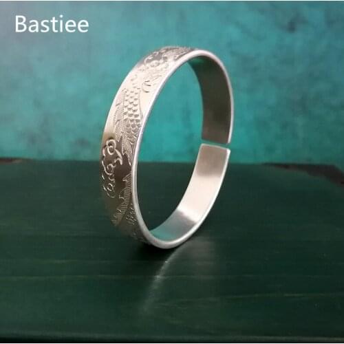 Bastiee Dragon 9999 Sterling Silver Men Bracelet Fine Jewellery Bangles For Women Unisex Chinese Hanfu Accessories Adjustable