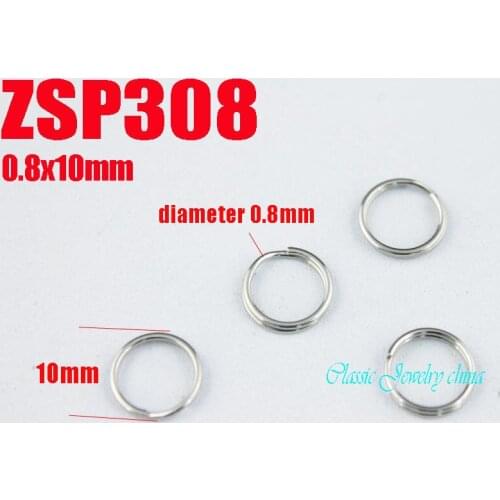 0.8x10mm stainless steel key-ring split ring Key Chain jewelry DIY accessories parts 1000pcs ZSP308