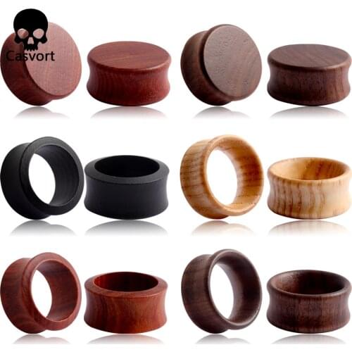 Casvort 2PCS Piercing Wood Ear Plugs Tunnels Body Jewelry Ear Gagues Fashion Women Men Expanders Earring Gift