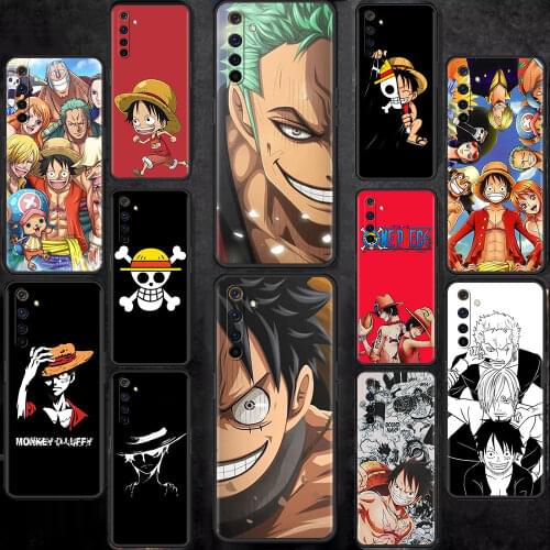 One Piece Cover Soft Case Oppo Realme 8 6 7 C3 XT 5 7i X50 Pro C21 C25 A53 A52 A9 2020 Black TPU Phone Coque