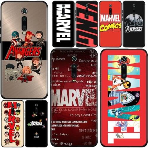 Marvel Avengers Logo Superhero For Xiaomi Redmi 9i 9T 9A 9C 9 8A 8 GO 7 7A S2 Y2 6 6A 5 5A 4X Prime Pro Plus Black Phone Case