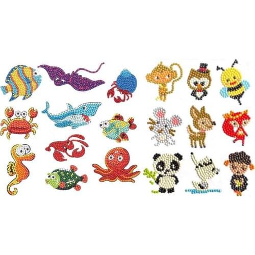 DIY Mini-Pattern Diamond Embroidery Cartoon Animal Diamond Painting For Children Round Diamond Sticker For Cup Book Phone Decore